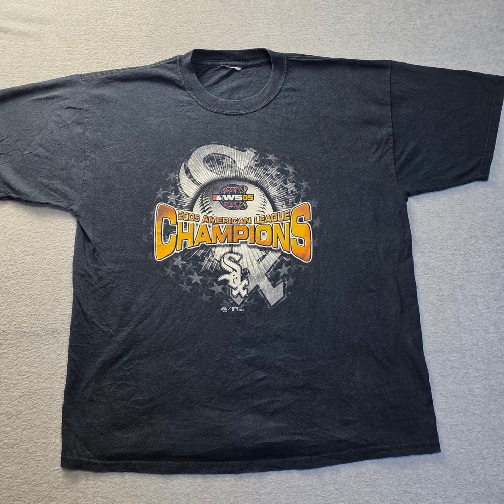 Vintage 2005 Chicago White‎ Sox AL Champions T-Shirt Mens XL Black MLB
